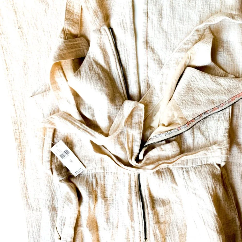 NWT anthropologie demi textured jumpsuit + pockets - Picture 3 of 5
